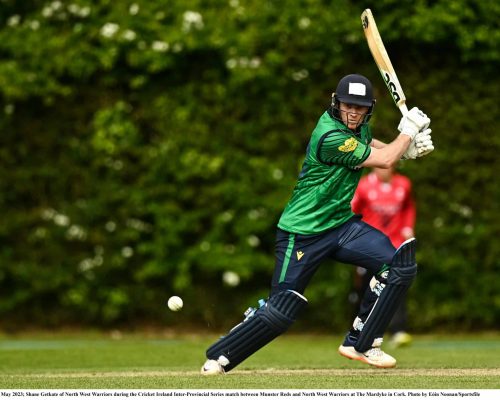 15 May 2023; Shane Getkate of North West Warriors during the Cricket Ireland Inter-Provincial Series match between Munster Reds and North West Warriors at The Mardyke in Cork. Photo by Eóin Noonan/Sportsfile