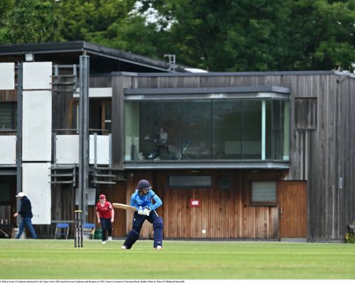 18 June 2023; Robyn Searle of Typhoons during the Evoke Super Series 2023 match between Typhoons and Dragons at YMCA Sports Ground on Claremont Road, Dublin. Photo by Piaras Ó Mídheach/Sportsfile